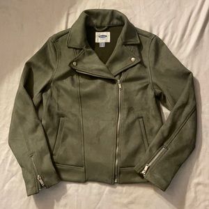 Women’s suede olive green bomber jacket